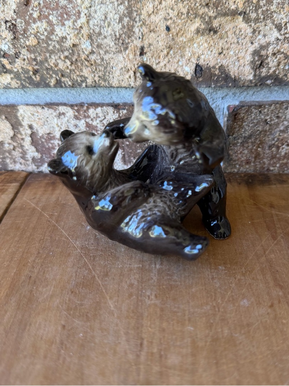 Vintage Bear Figurine Playful Siblings 3.5” Tall Excellent Condition!